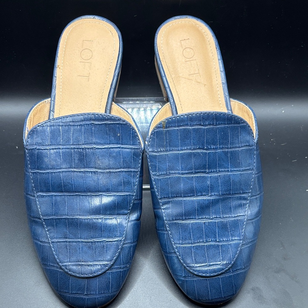 LOFT Blue Textured Mules